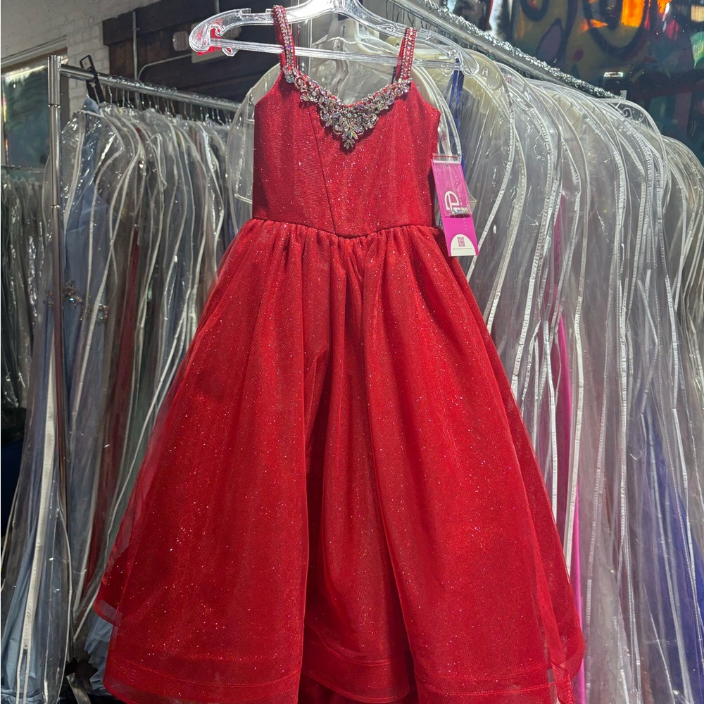 Tiffany Designs Sparkling Red Formal Kids Dress